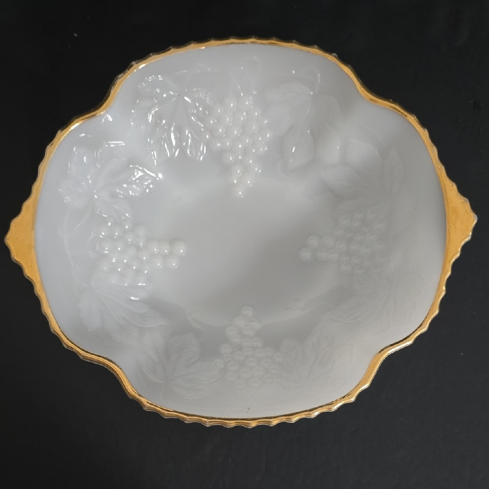 Vintage Milk Glass Serving Bowl